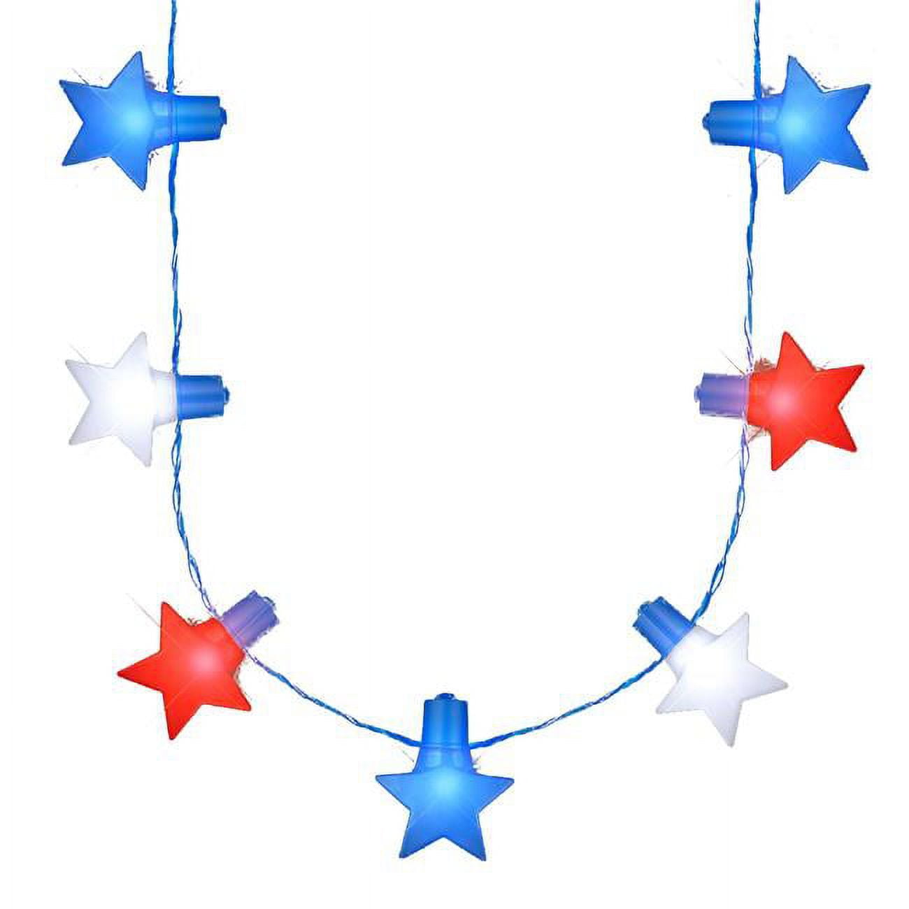 Jsrwblsln Jumbo Stars Red, White & Blue Led String Lights Necklace For 4th Of July