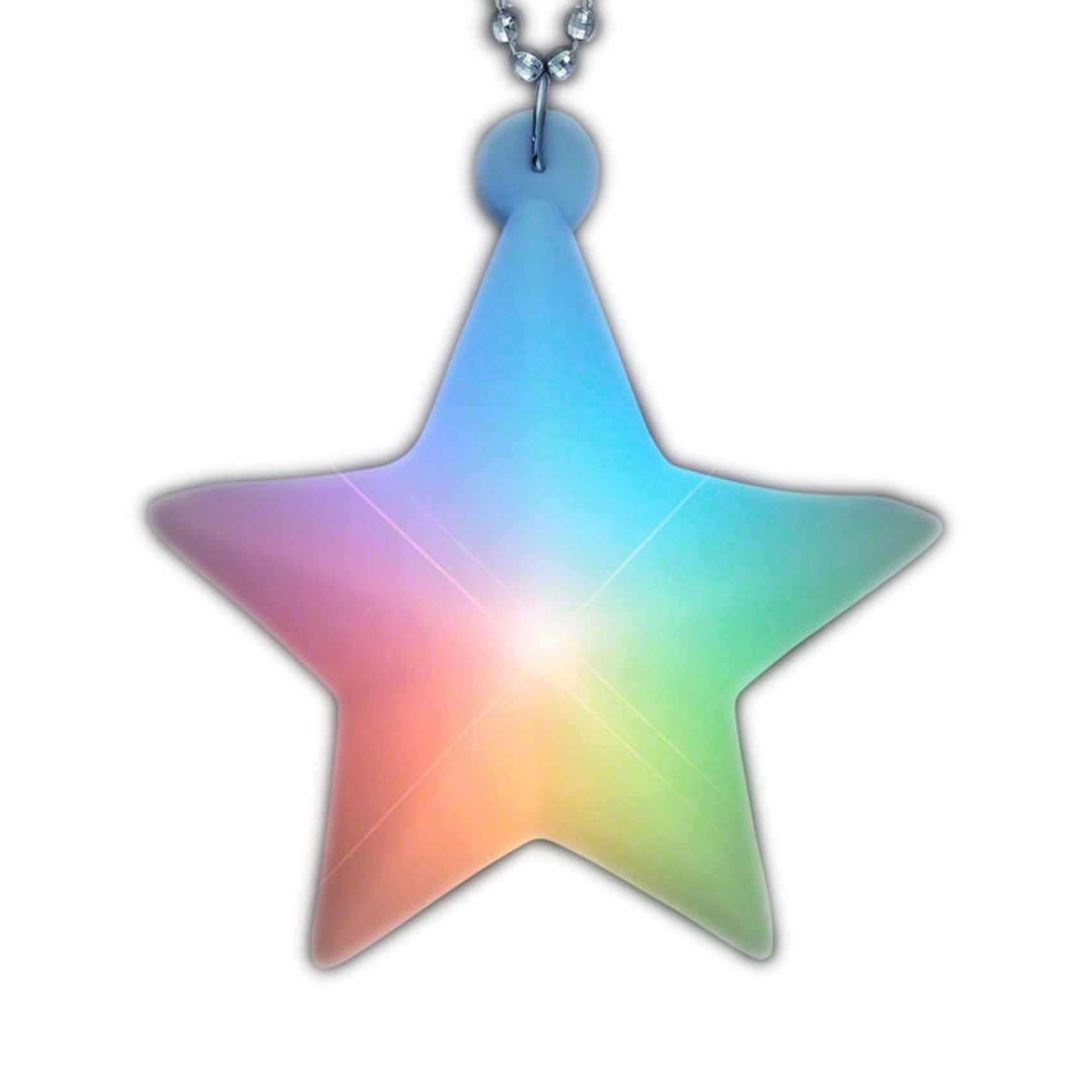 MASPSBN Multi Color Aurora Star Pendant Silver Beaded Necklace