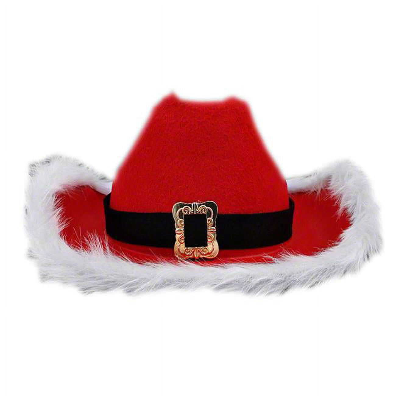 Non Light Up Christmas Cowboy Santa Clause Western Holiday Hat, Red
