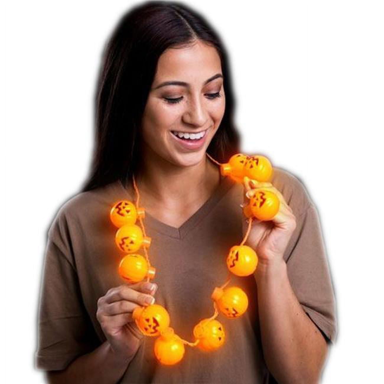 Hlnpmbnn Light Up Halloween Pumpkin Bulb Necklace