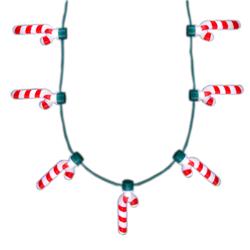 LUSCCCCN Light Up Seven Candy Cane Charms Christmas Necklace