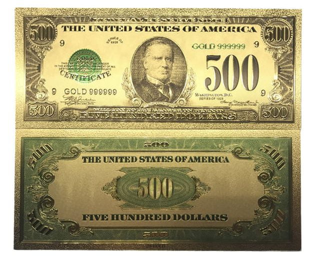 500 Dollar American Dollar Bill 24k Gold Plated Art Collectibles Fake Banknote Currency for Decoration