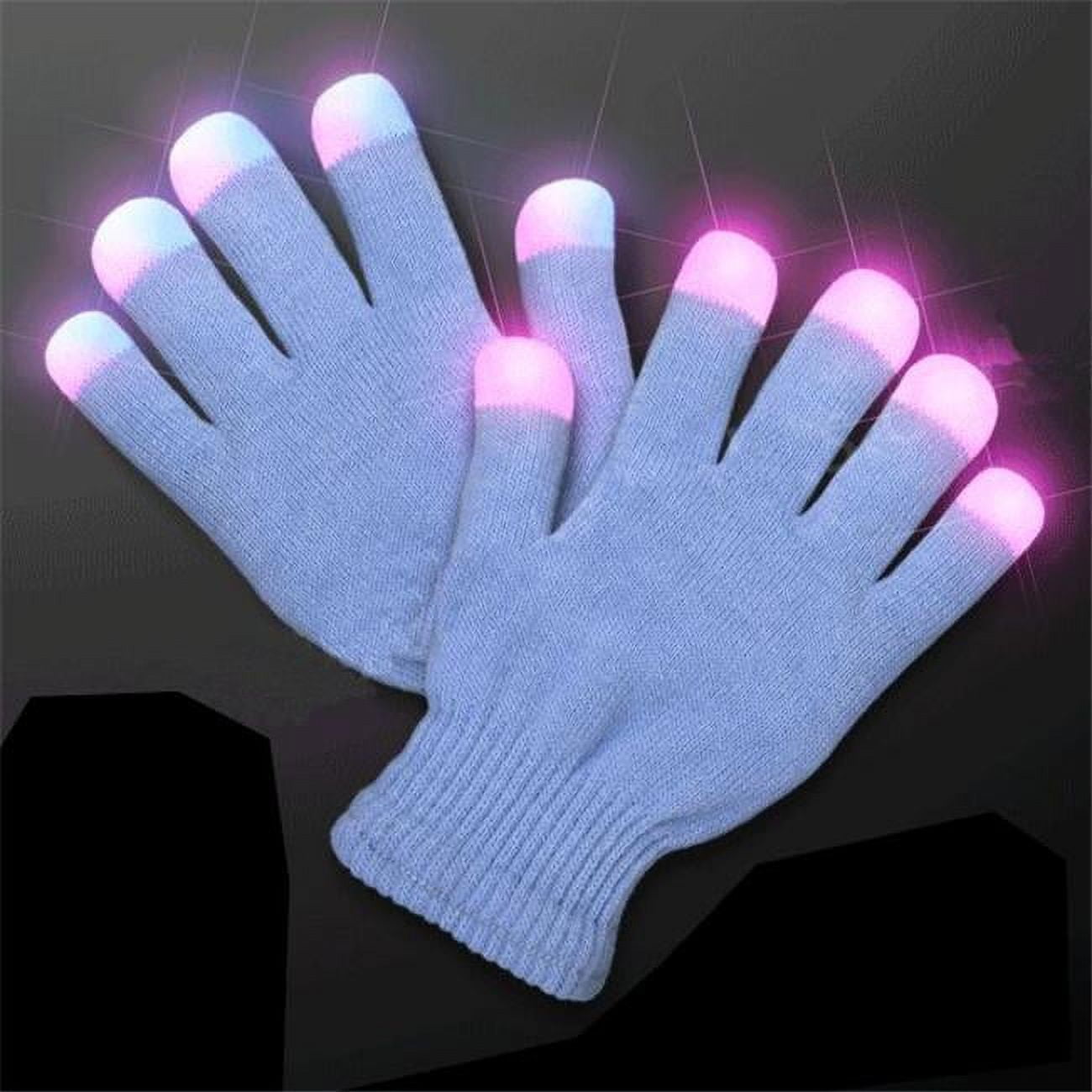 21100 Child Size Icy Blue Gloves With Leds - White, Pink & Blue