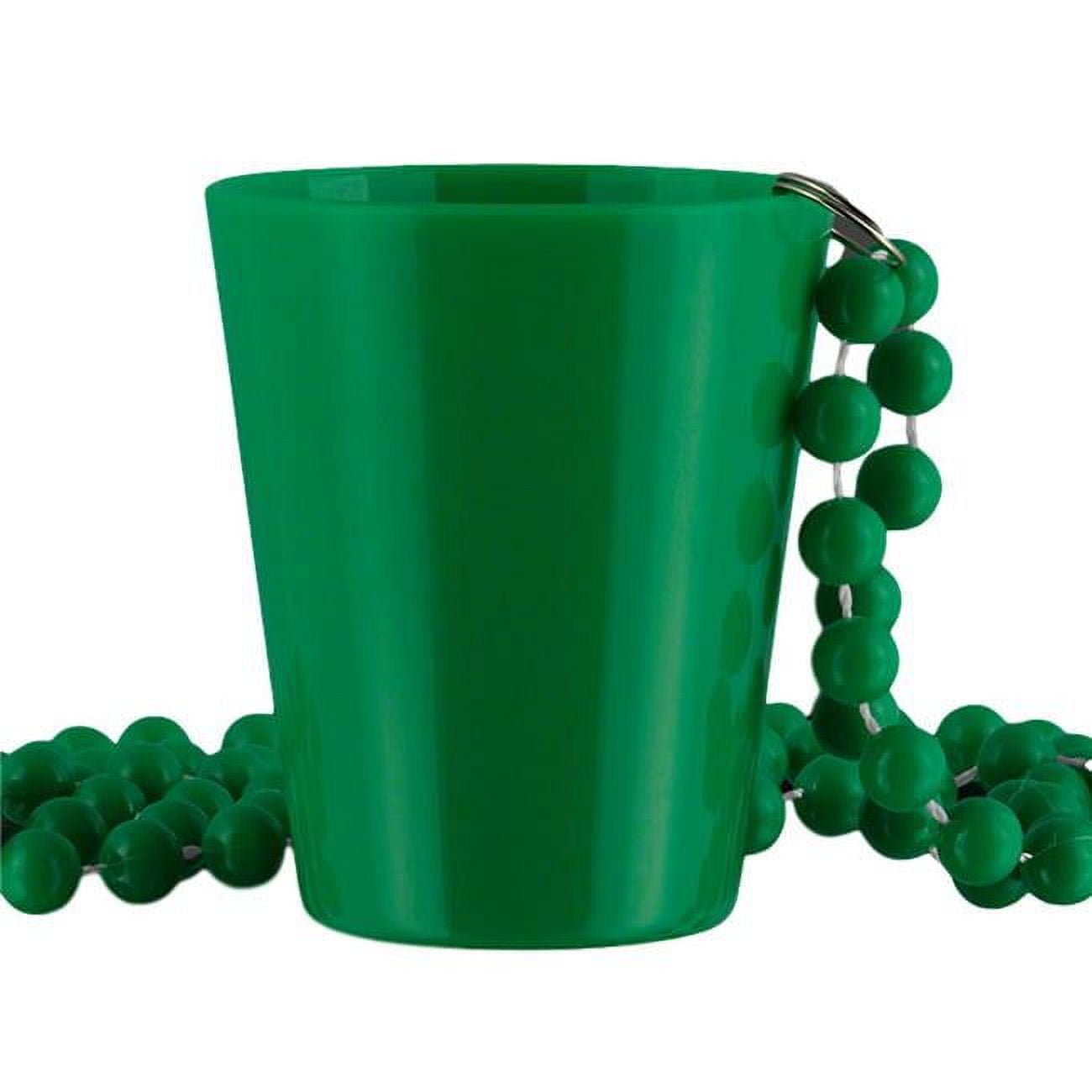 Non Light Up Green Shot Glass on Green Beaded Necklace