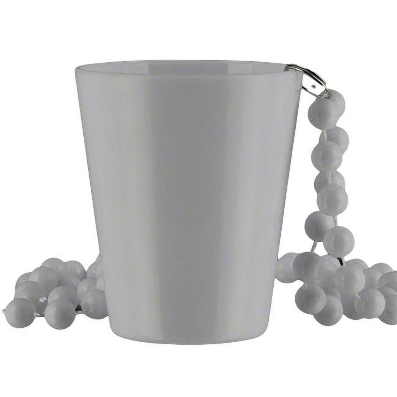 Non Light Up White Shot Glass on White Beaded Necklace