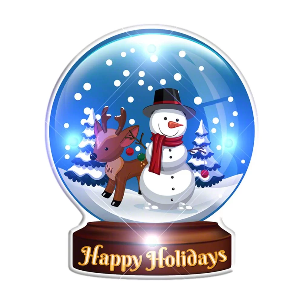 LUCHSGBLP Light Up Christmas Happy Holidays Snowman Globe Body Light Pin