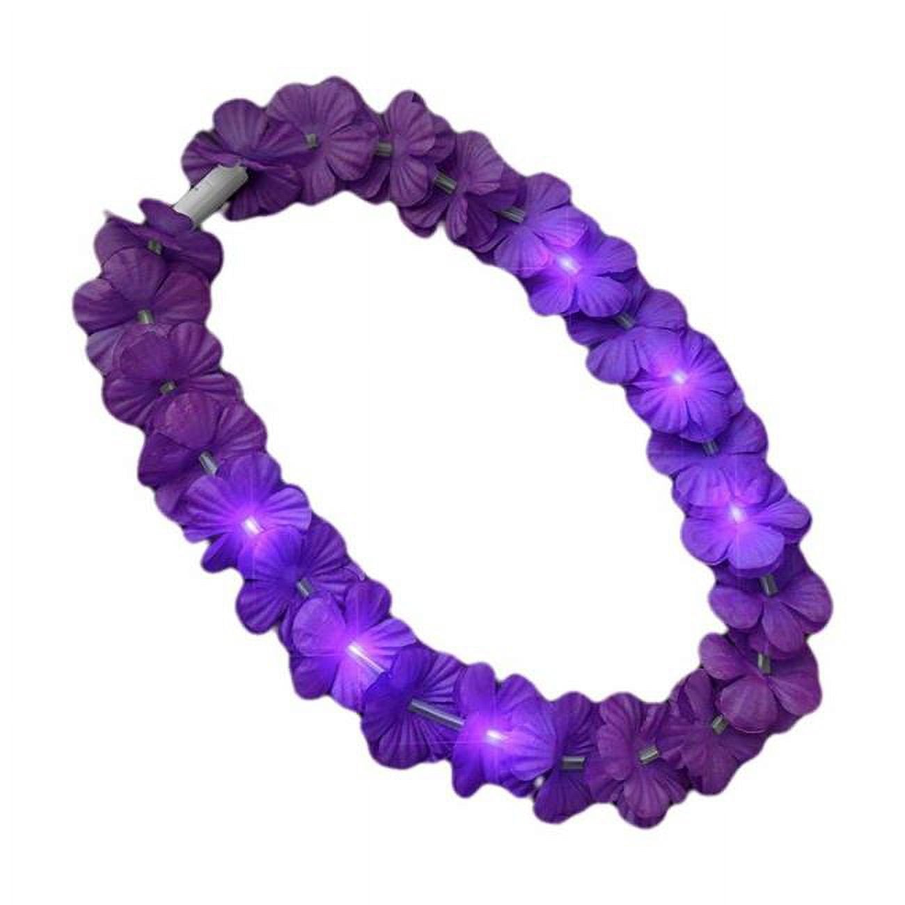 LUHFLLNK-PR Light Up Hawaiian Flower Lei Necklace, Purple