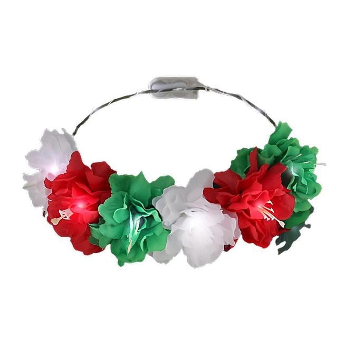 A590-RWG Light Up Perfect Holiday Red White Green Fairy Halo Crown