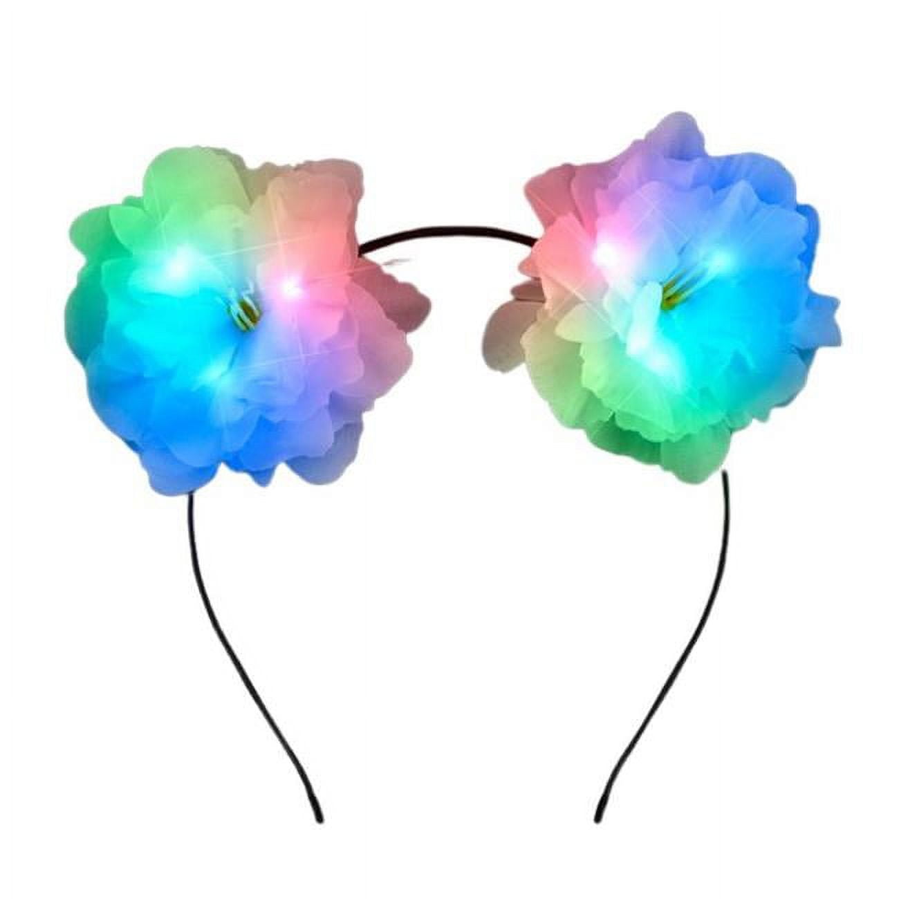 CWCFEH-MLT Color Changing Flower Ears Headband, White