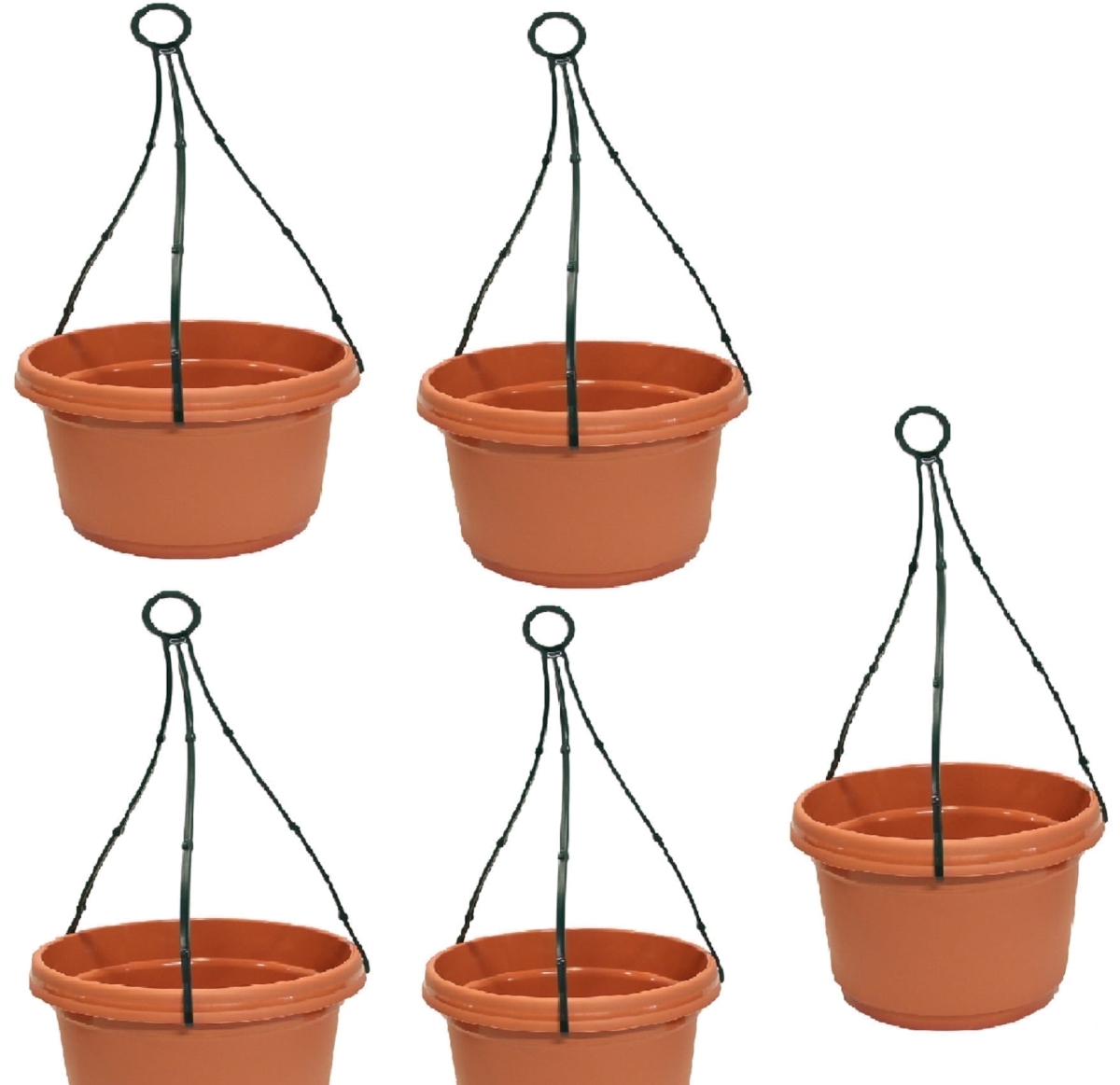 UPC 850038193850 product image for LHAPTC 5 pack 12 in. Hanging Flower Pot Colored, Terra Cotta - Polypropylene | upcitemdb.com