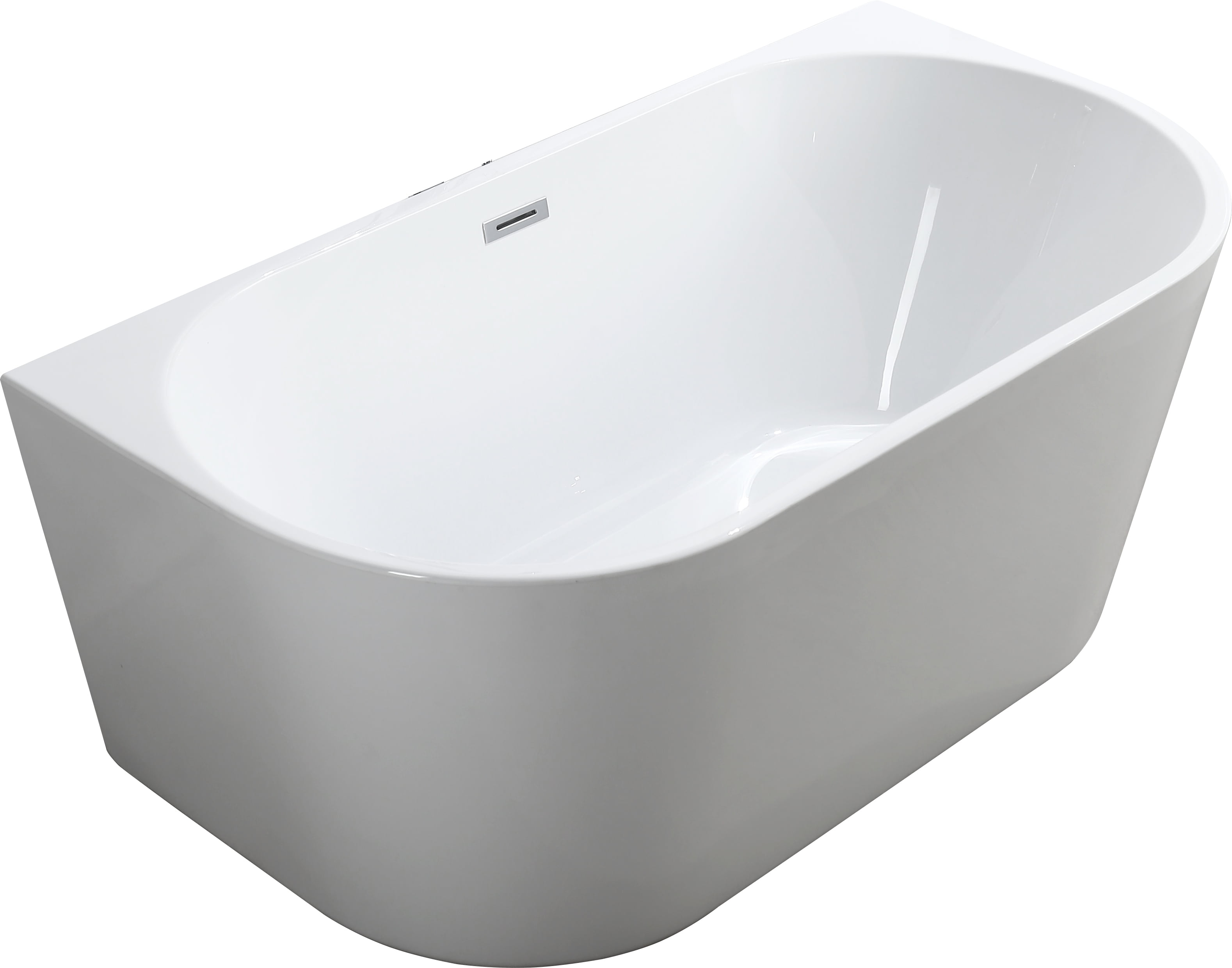 59 In. 103.4 Lbs Freestanding Soaking Bathtub, Glossy White