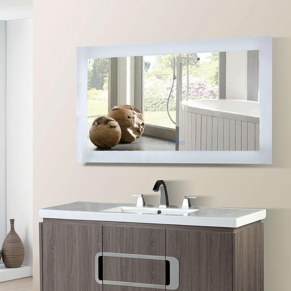 Bellaterra Home 801071-m-48 48 X 3 X 27 In. Rectangular Led Bordered Illuminated Mirror With Bluetooth Speakers