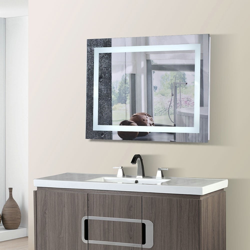 Bellaterra Home 808454-m-36 36 X 2.4 X 27 In. Rectangular Led Bordered Illuminated Mirror With Bluetooth Speakers