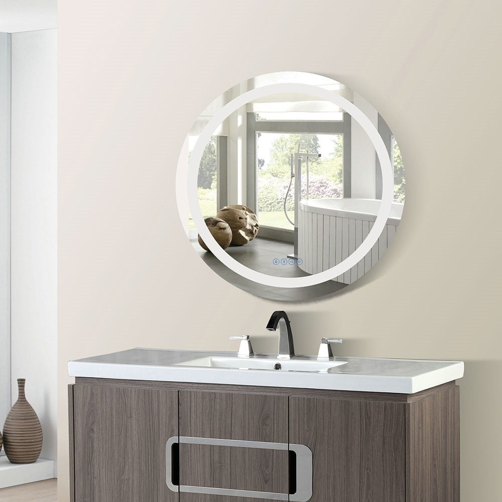 Bellaterra Home 808451-m-36 36 X 1.7 X 36 In. Round Led Bordered Illuminated Mirror With Bluetooth Speakers