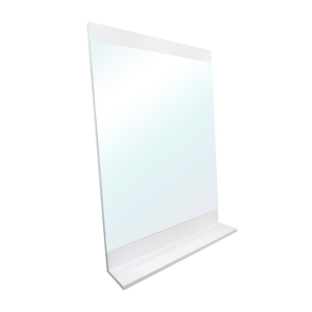 22 X 5 X 32 In. Solid Wood Frame Mirror With Attached Bottom Shelf - White