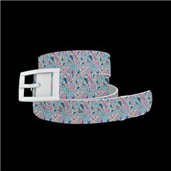 6201WH102PAPLM02 Pastel Palms Belt with White Buckle Combo