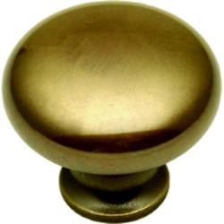 Bk13-07 Solid Brass Round Plain Knob, Sherwood Antique Brass - 1.25 In.