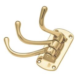 P27350 Polished Brass Elegance Triple Swivel Solid Brass Coat Hook - 4.9 In.