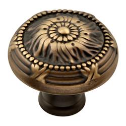 M3-9312 Ribbon And Reed Mushroom Cabinet Knob, Authentic Brass - 1.50 In.