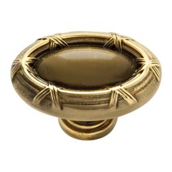 P3620-07 Ribbon And Reed Long Oval Cabinet Knob, Sherwood Antique Brass - 1.62 In.
