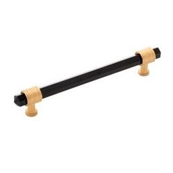 B076308gb-bgb 6.31 In. Chrysalis Pull, Brushed Golden Brass With Opaque Black Glass