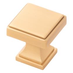B077458-bgb 1.12 In. Brownstone Square Knob - Brushed Golden Brass