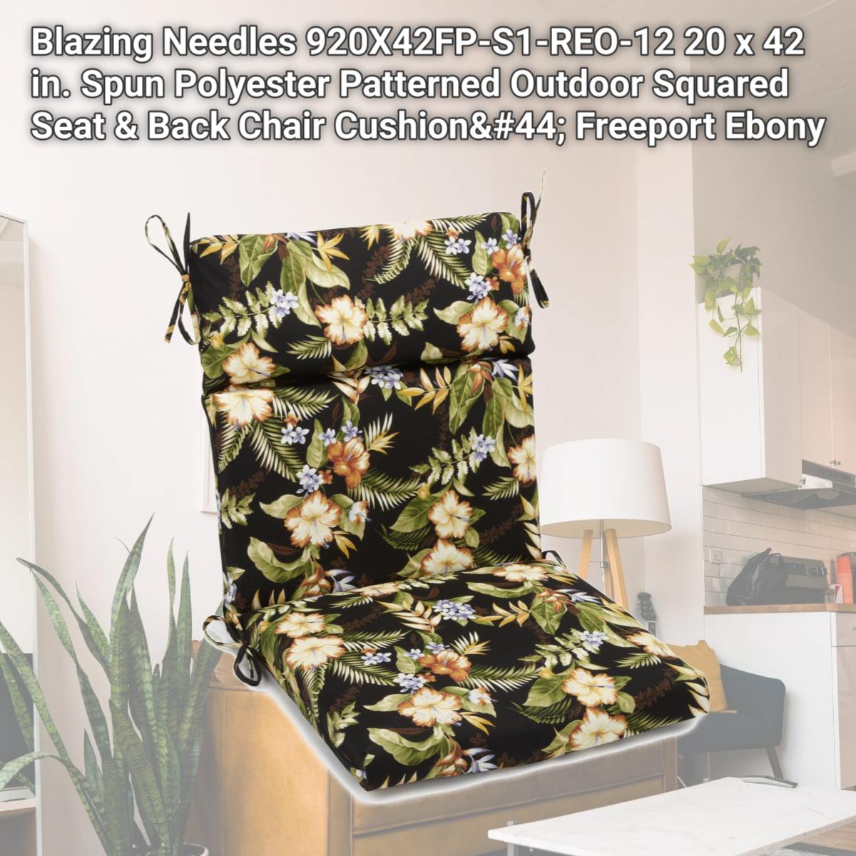 Picture of Blazing Needles 920X42FP-S1-REO-12 20 x 42 in. Spun Polyester Patterned Outdoor Squared Seat & Back Chair Cushion&#44; Freeport Ebony