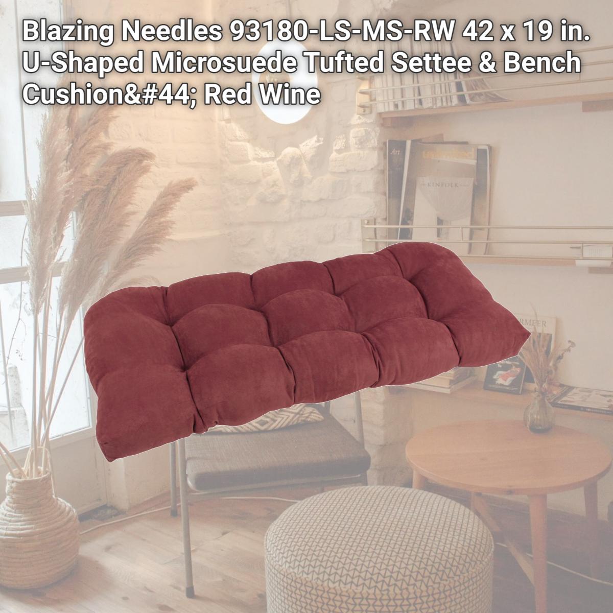 Picture of Blazing Needles 93180-LS-MS-RW 42 x 19 in. U-Shaped Microsuede Tufted Settee & Bench Cushion&#44; Red Wine