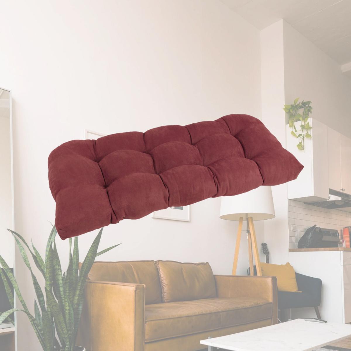 Picture of Blazing Needles 93180-LS-MS-RW 42 x 19 in. U-Shaped Microsuede Tufted Settee & Bench Cushion&#44; Red Wine
