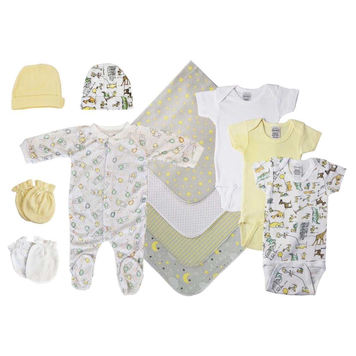 NC-0539M Unisex Baby 13 Piece Layette Sets, White & Yellow - Medium