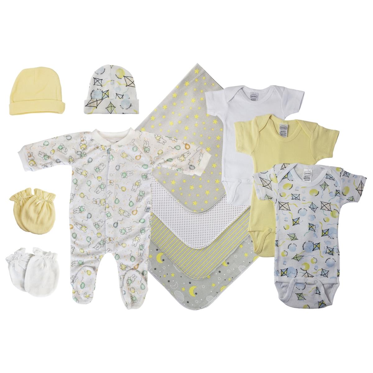 NC-0547NB Unisex Baby 13 Piece Layette Sets, White & Yellow - Newborn
