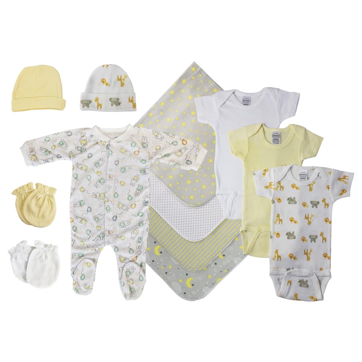 NC-0548NB Unisex Baby 13 Piece Layette Sets, White & Yellow - Newborn