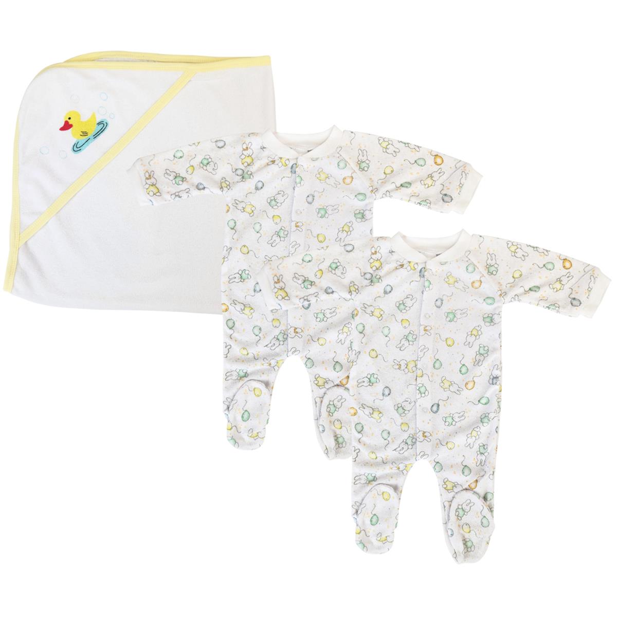 NC-0726S Unisex Closed-toe Sleep & Play Set, White & Yellow - Newborn - Pack of 3