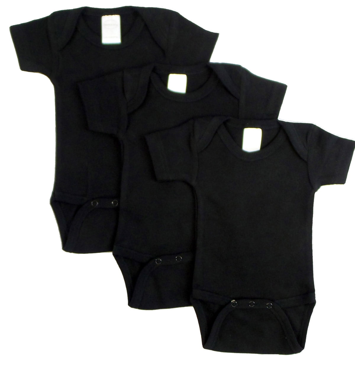 0010bl3-nb Short Sleeve - Black, Newborn - Pack Of 3