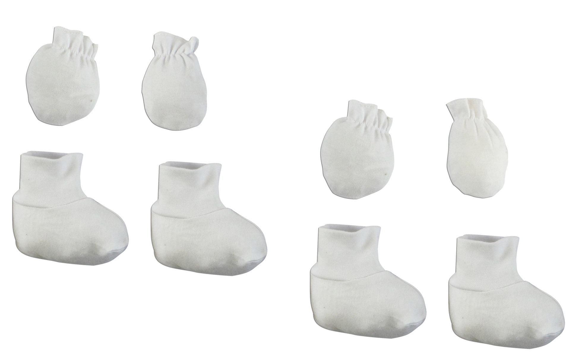 Infant Booties & Mitten Set, White - Pack Of 2