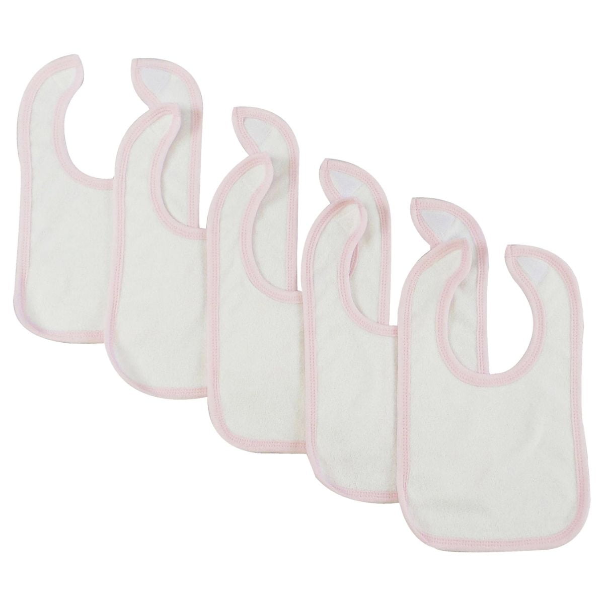 12.25 X 7.5 In. Infant Bib, White & Pink - Pack Of 5