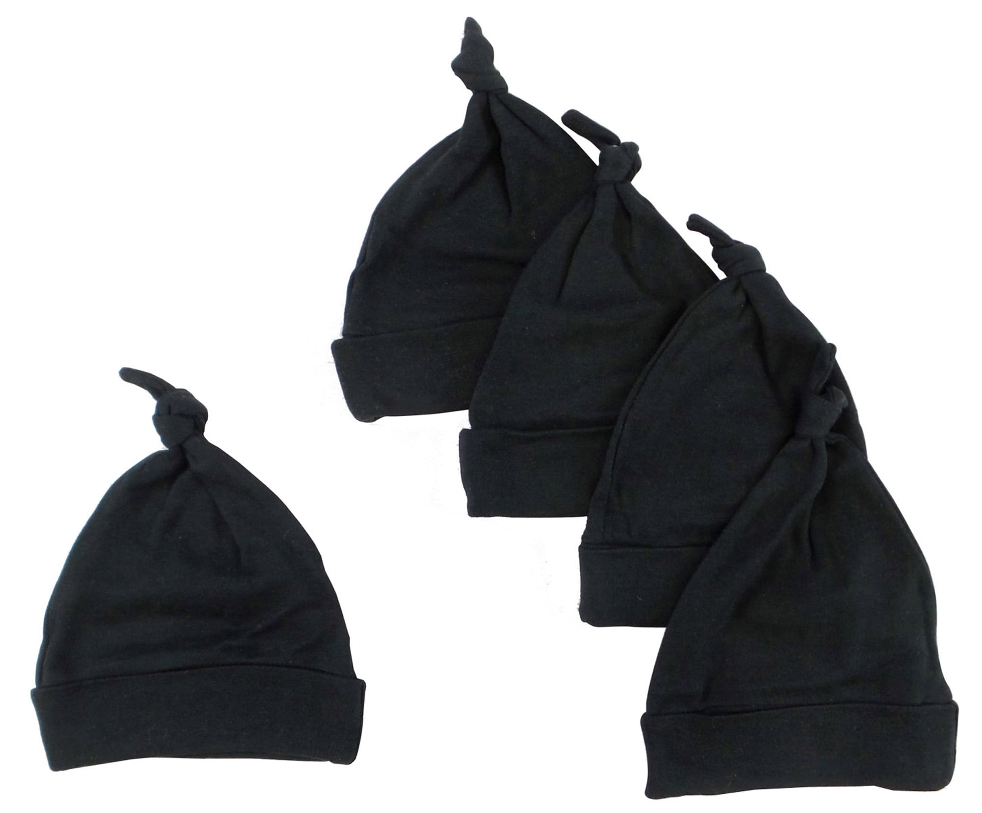 Knotted Baby Cap, Black - Pack Of 5