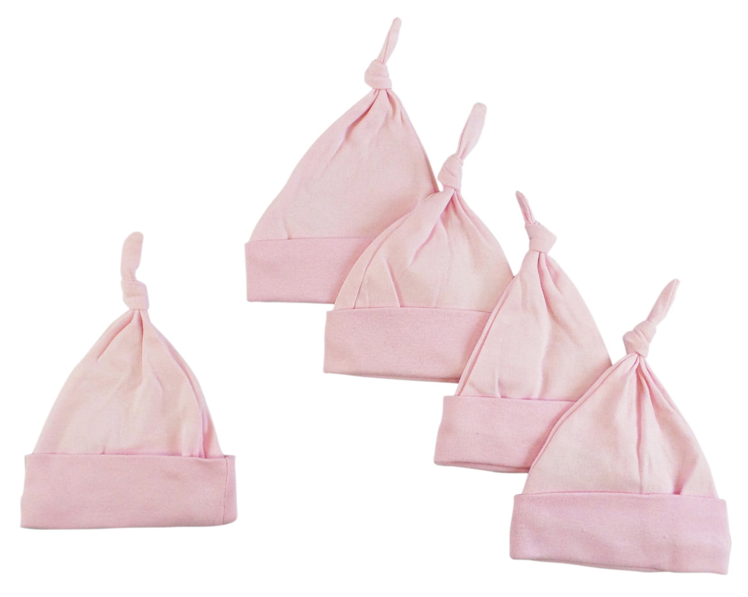 1100-pink-5 Knotted Baby Cap, Pink - Pack Of 5