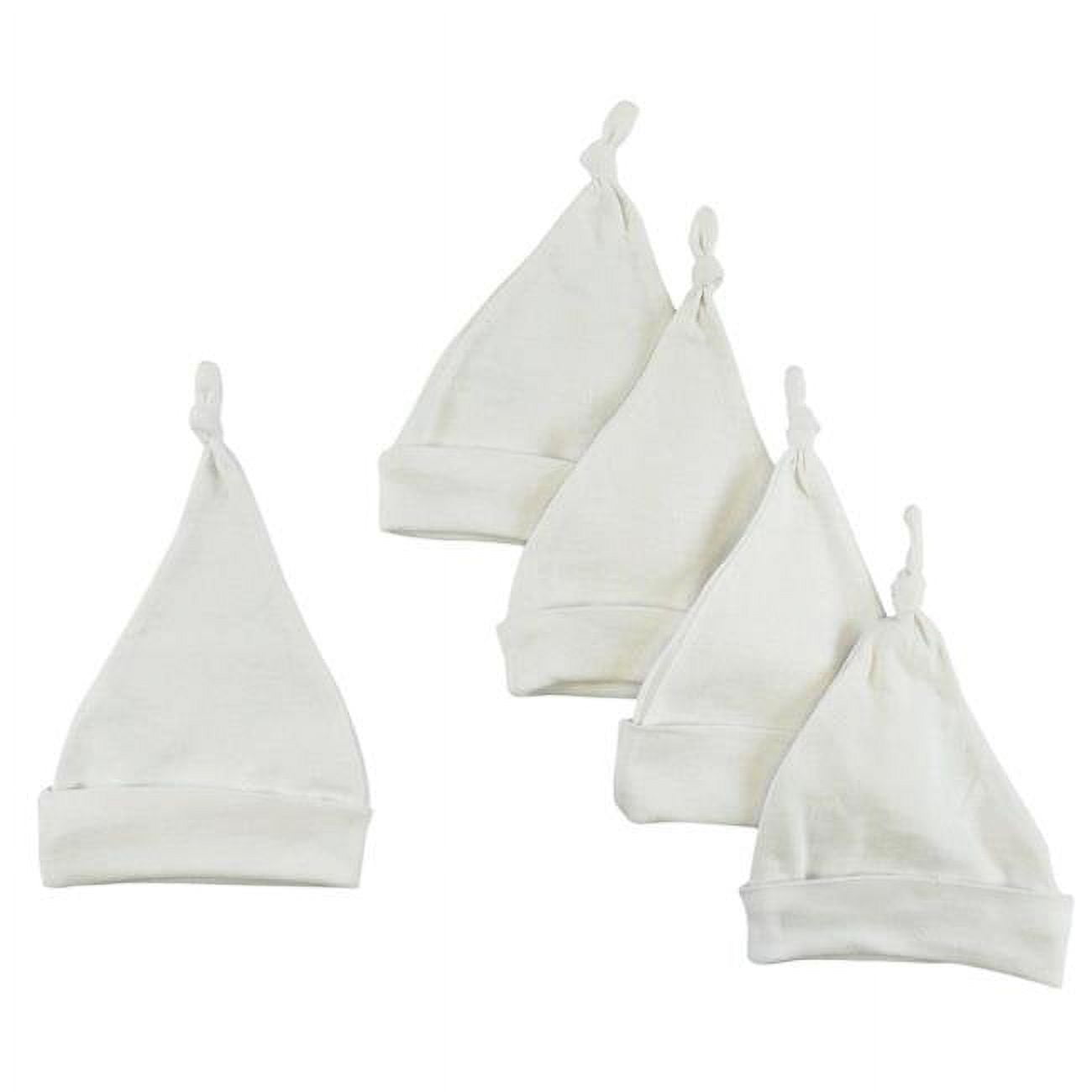 1101-white-5 Knotted Baby Cap, White - Pack Of 5