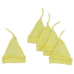 1100-yellow-5 Knotted Baby Cap, Yellow - Pack Of 5