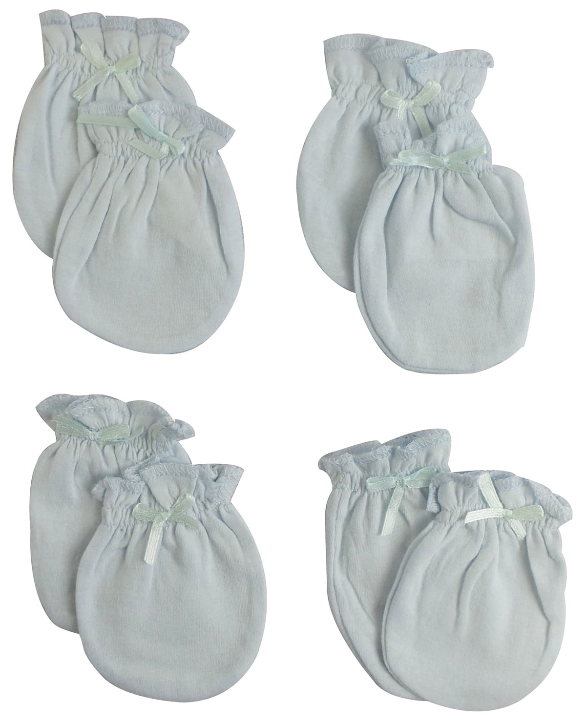 116-blue-4-pack Infant Mittens, Blue - Pack Of 4