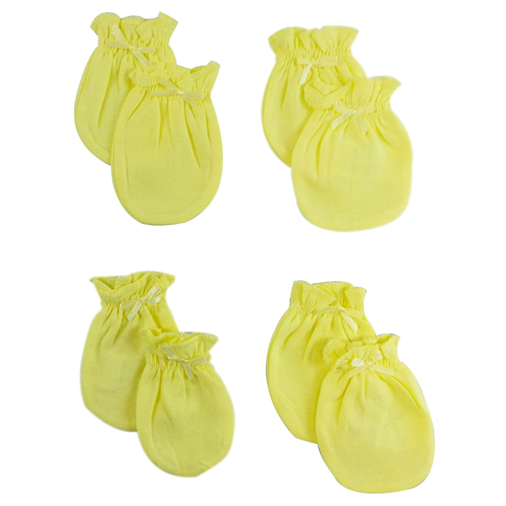 Infant Mittens, Yellow - Pack Of 4