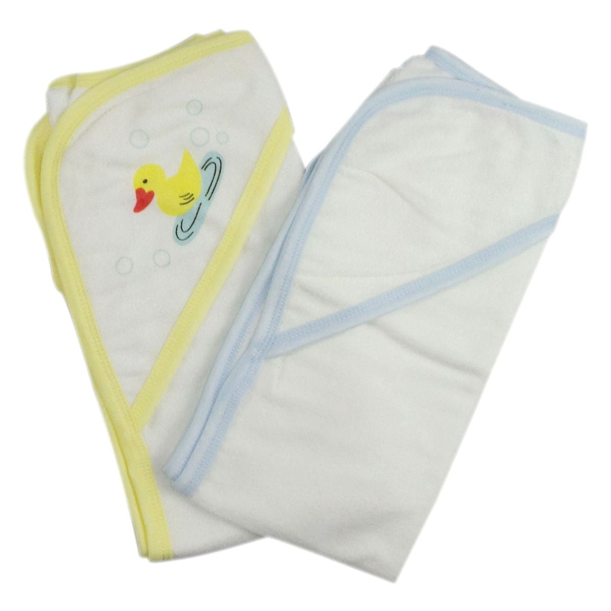 021-blue-021b-yellow Infant Hooded Bath Towel, White - Pack Of 2