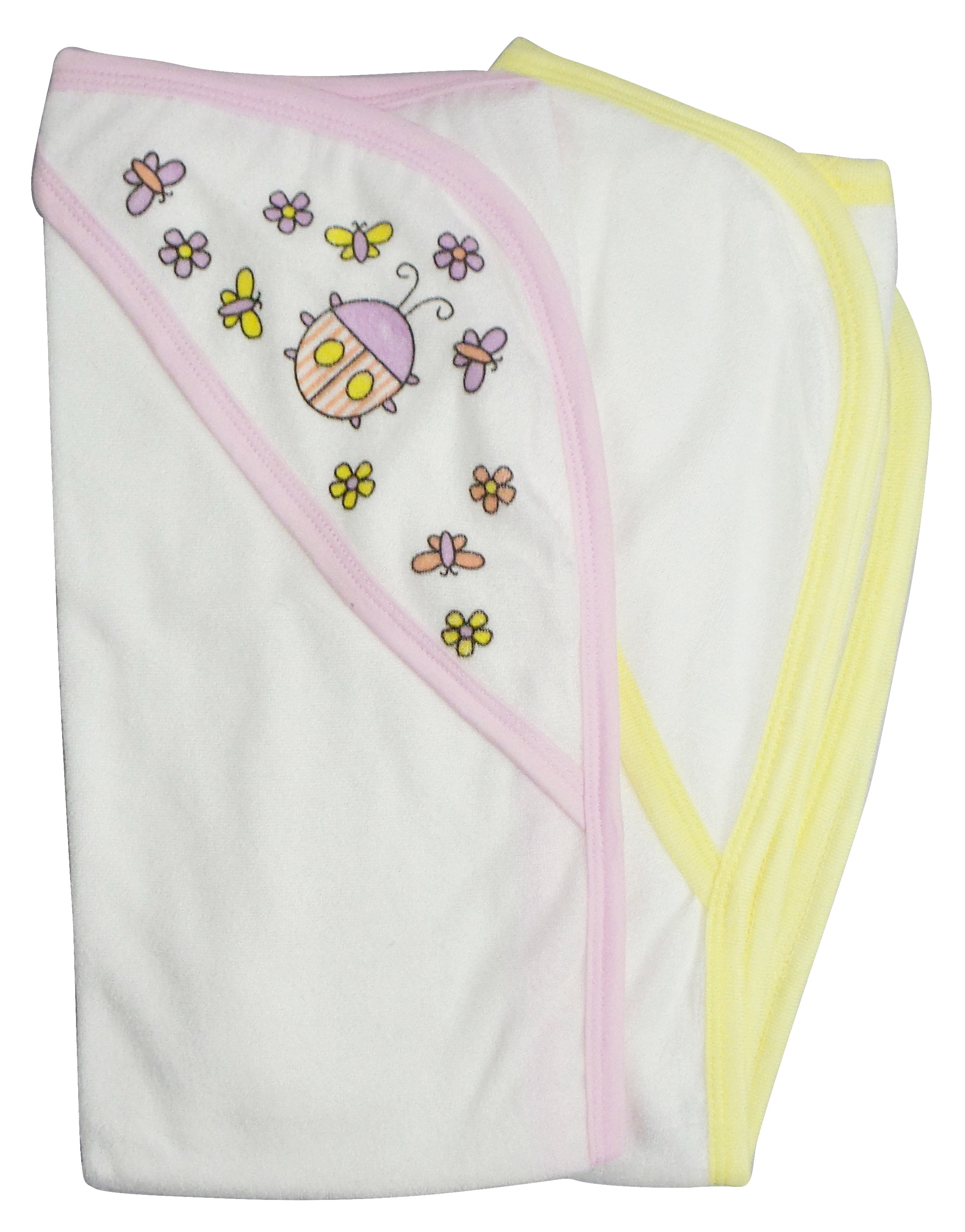 021-pink-021b-yellow Infant Hooded Bath Towel, Pink - Pack Of 2