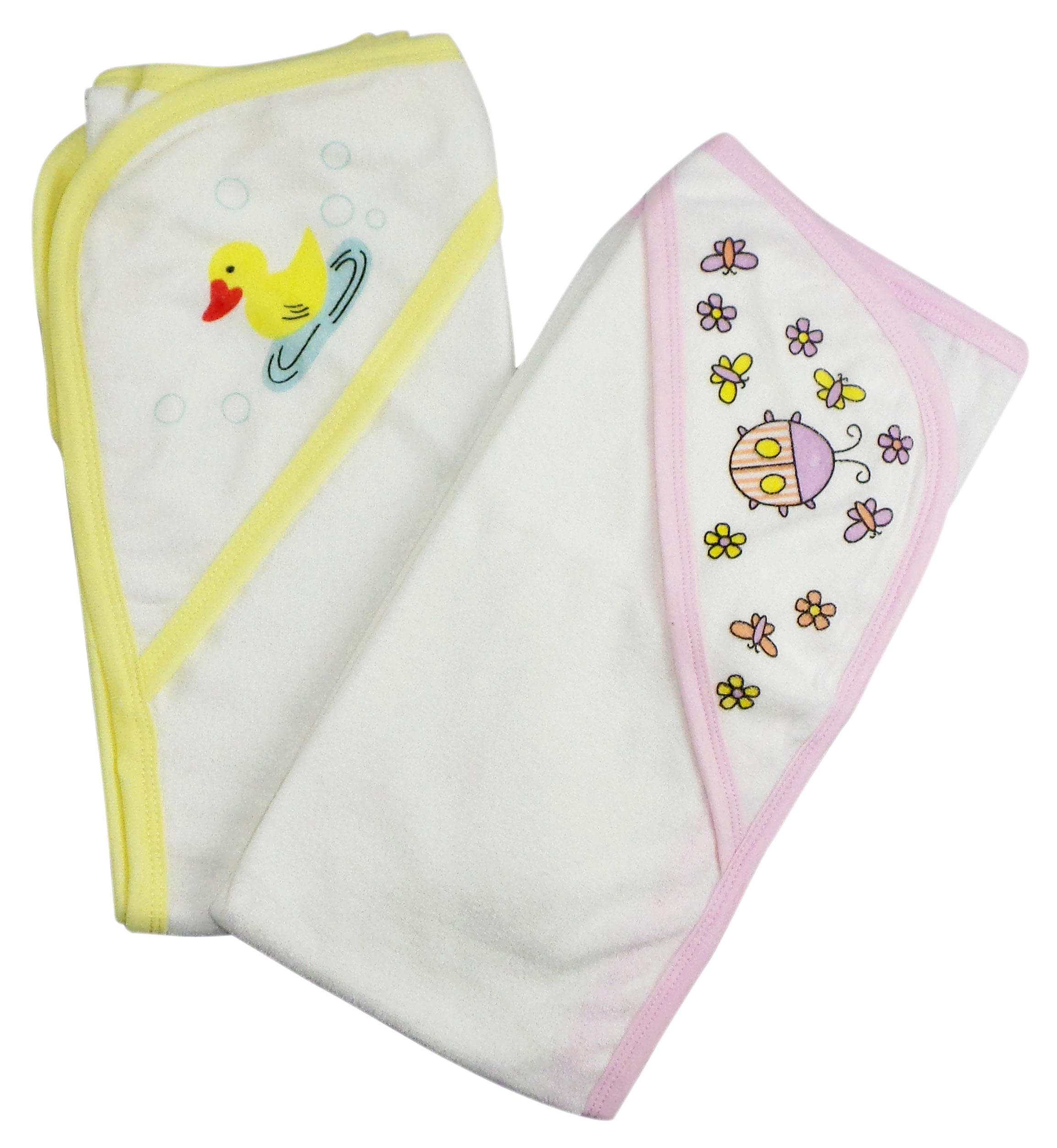 021-pink-021-yellow Infant Hooded Bath Towel, Pink & Yellow - Pack Of 2