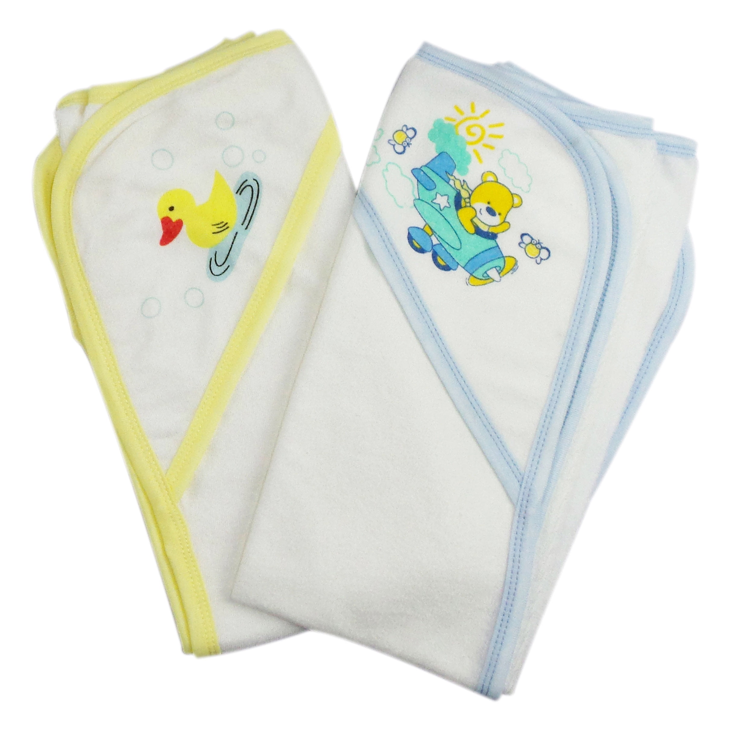 021-yellow-021b-blue Infant Hooded Bath Towel, Yellow - Pack Of 2