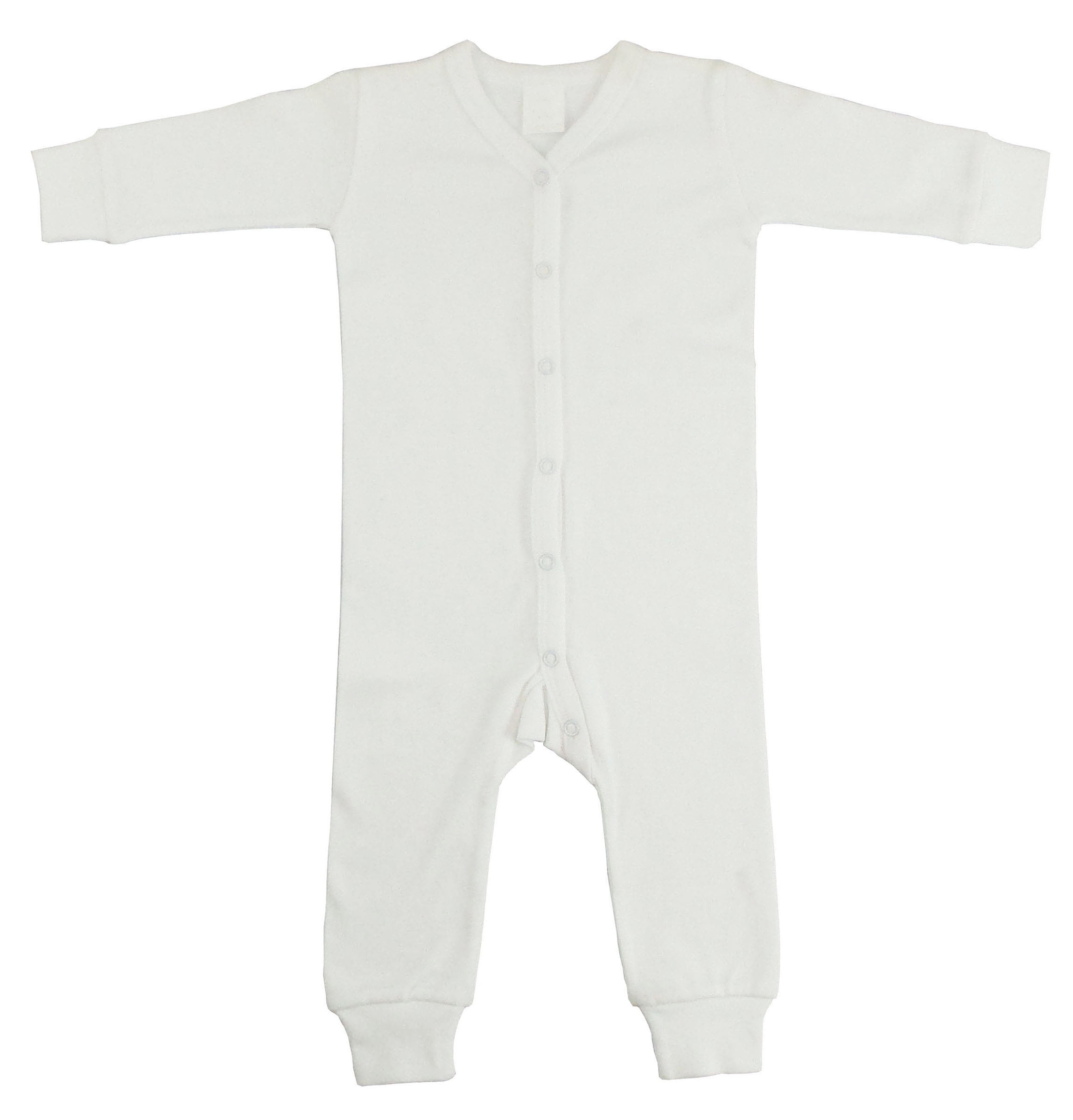 Interlock Union Suit Long Johns, White - Newborn