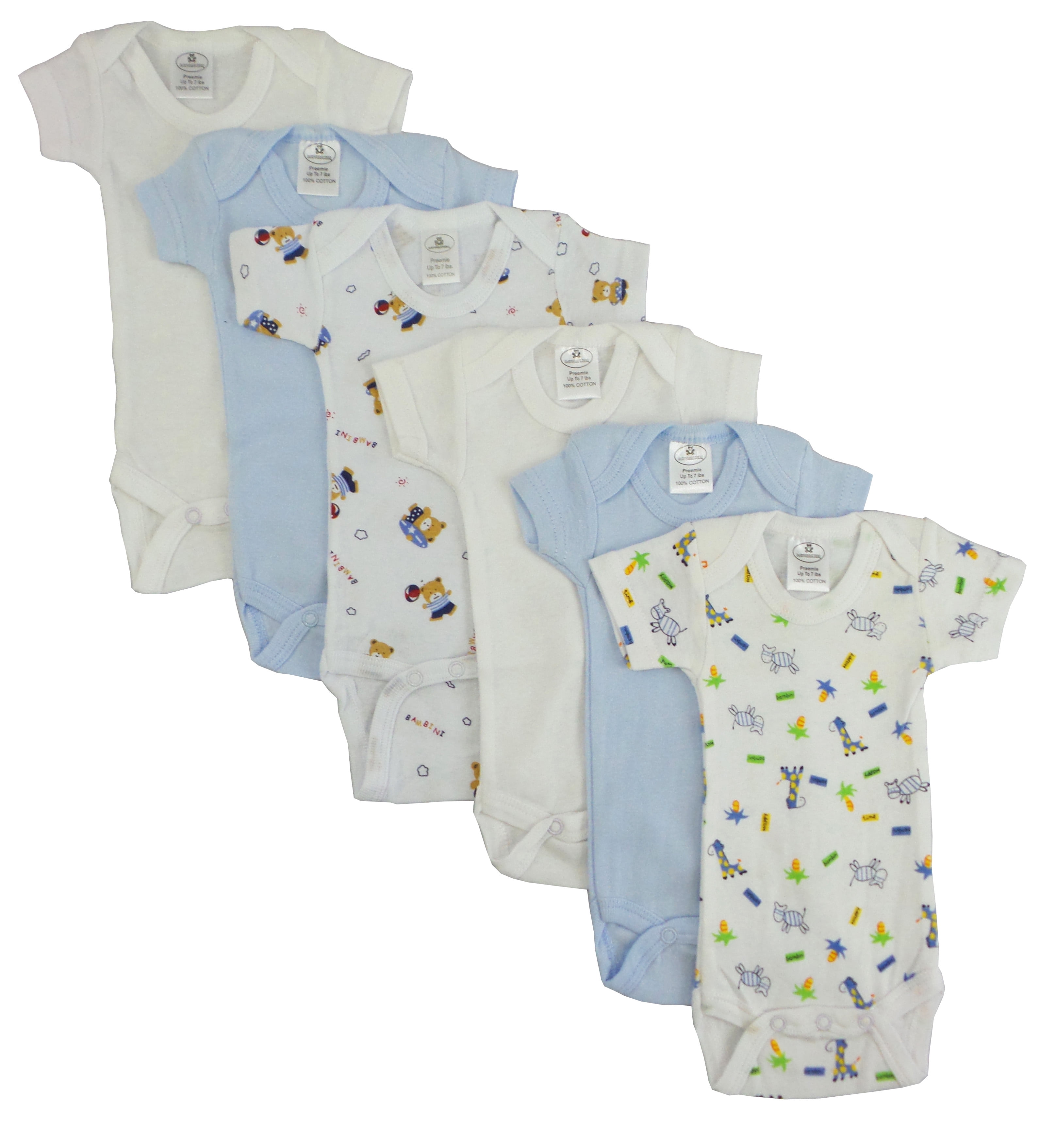Cs-004nb-004nb Boys Short Sleeve With Printed, White & Blue - Preemie
