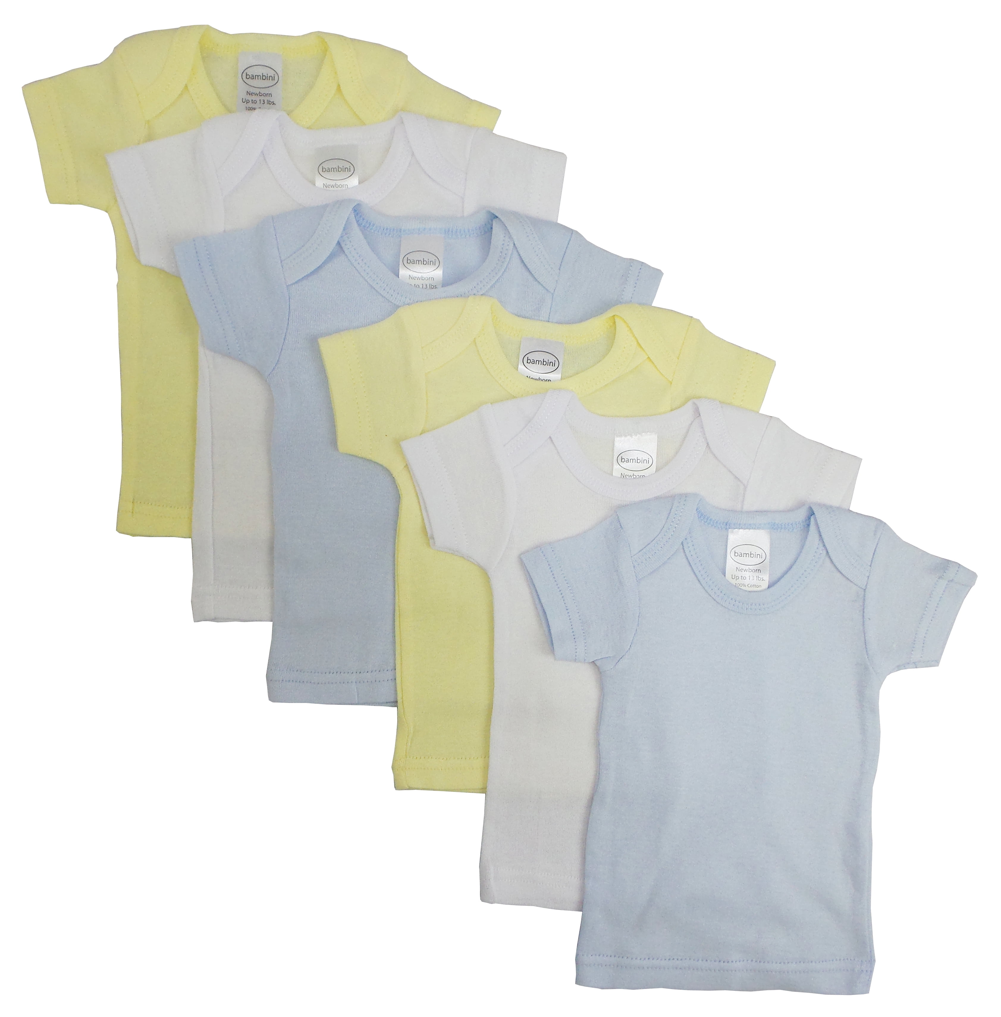 Cs-056nb-056nb Boys Pastel Variety Short Sleeve Lap T-shirts, Assorted - Newborn