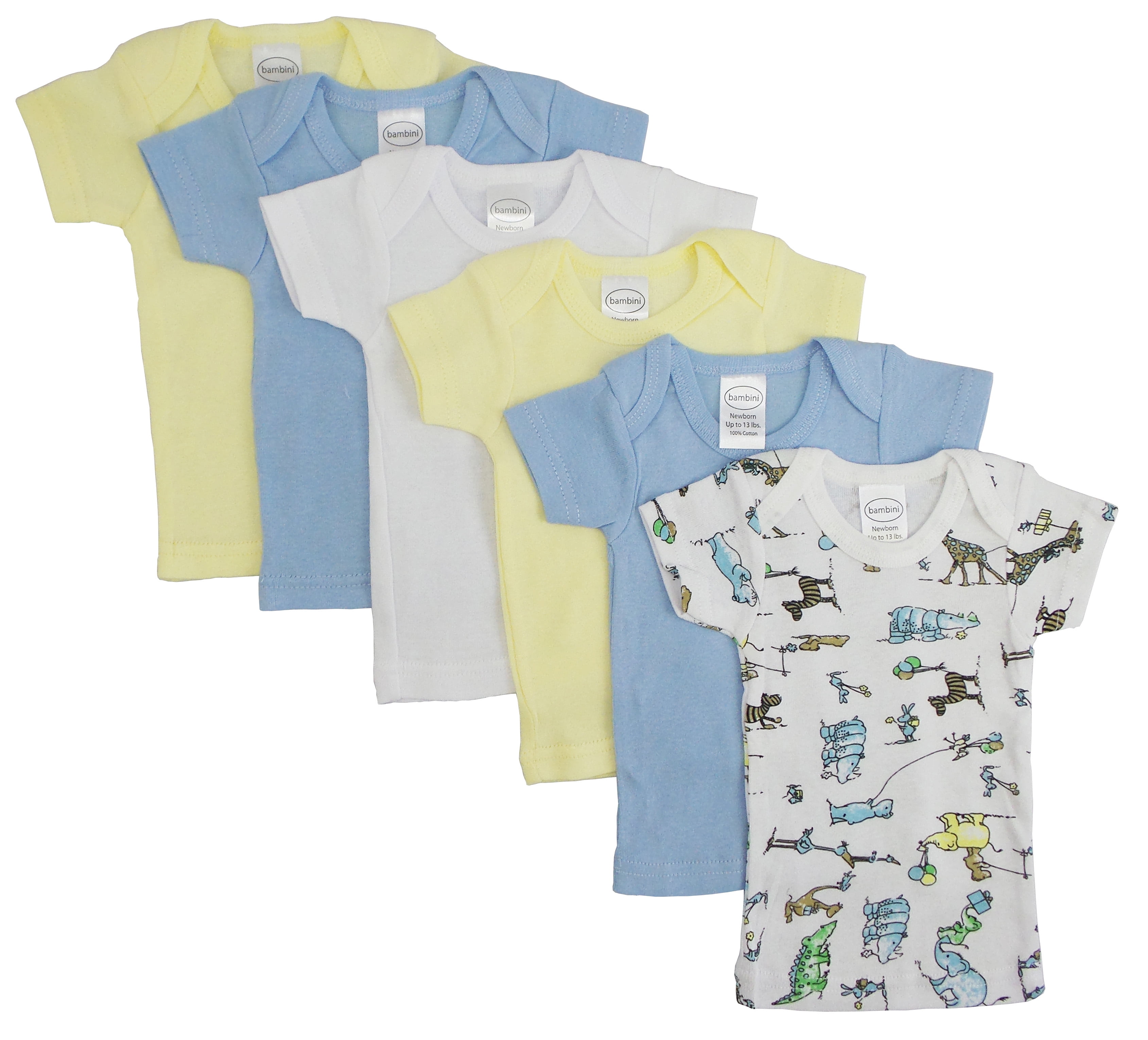 Cs-056nb-0568nb Boys Pastel Variety Short Sleeve Lap T-shirts, Assorted & Printed- Newborn